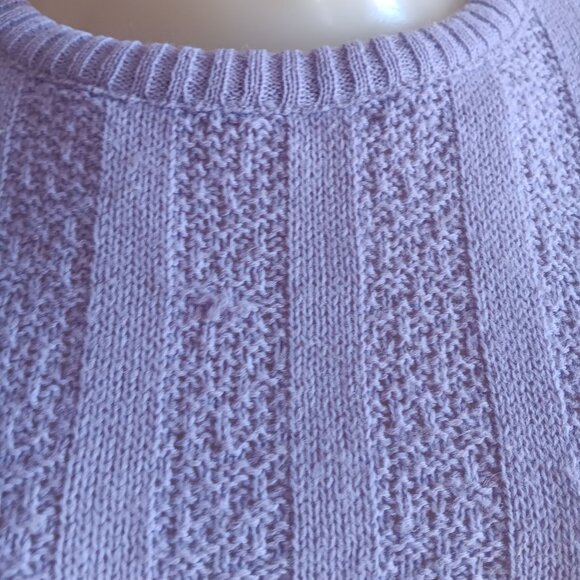 Vintage Women's Sweater Medium 1970's Lilac Short Sleeve Knitted T-shirt Purple - Picture 4 of 6
